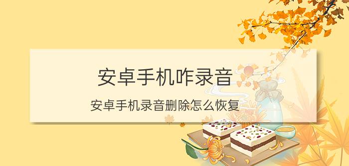 安卓手机咋录音 安卓手机录音删除怎么恢复？